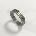 Vintage silver finish ring with geometric carvings and Never Give Up inner engraving - US Size 7 / Antique Silver