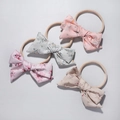 Set of 4 floral baby headbands with elastic nylon bands in soft pastel colors - Various Assorted Floral Patterns