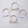 Set of 4 cute lace bow baby headbands in white and beige for newborn photo props - Mixed Styles (Combination)