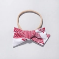Baby Haarband aus Nylon mit großer rot-weißer Schleife für Neugeborene und Kleinkinder - Rot und Weiß Blattader