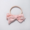 Fascia per neonati con fiocco floreale rosa e fascia elastica in nylon morbido - Stile Floreale a Righe Rosa (2)