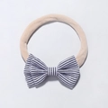Fascia per neonati con fiocco a righe ed elastico in nylon beige morbido di qualità - Righe Nere