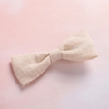 Star pattern fabric bow hair clip for babies in cream beige soft cotton material - Beige