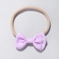 Détail du bandeau bébé avec nœud rayé et élastique en nylon doux et souple - Rayé Gris Clair(8)