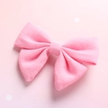 Detailed view of the soft pink cotton linen bow hair clip with ribbed fabric texture - Rose Red