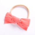 Weiches rosa Samt-Schleifen-Baby-Stirnband mit hochelastischem, nahtlosem Nylonband - Wassermelonenrot