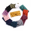 Elastic nylon baby headbands with large bows in 13 various colors and soft stretchy fabric - Multicolor