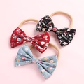 Lot de 3 bandeaux à fleurs avec nœuds pour bébés filles en rouge, noir et bleu clair - Mélange Aléatoire