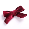 Lazo para el pelo de terciopelo burdeos hecho a mano para niñas con textura - Rojo Oscuro