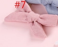 Pink and light blue corduroy bow headbands for newborn baby girls with ribbed texture - Style 7 (#7)