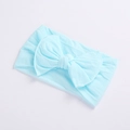 Elastic baby headband with oversized double-layer bow in soft light blue knit fabric - Bowknot Headband / Sky Blue
