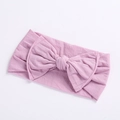 Soft dusty pink baby headband with large central bow made of high elastic nylon - Bowknot Headband / Taro Purple