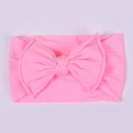 Neon pink baby headband with large bow, soft seamless elastic nylon hair accessory - Light Peach Pink