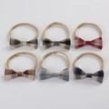 Lot de 6 bandeaux bébé avec nœuds en lin et coton à carreaux et élastiques doux en nylon - Mélange Aléatoire