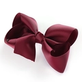 Detailed texture of a 5-inch burgundy grosgrain ribbon hair bow with durable fabric - Wine Red (1)