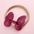 Bandeau à nœud pailleté magenta avec ruban en nylon hautement élastique pour bébé - Rose rouge