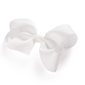 Detailed macro view of 5-inch white grosgrain ribbon hair bow for girls with ribbed texture - White (6)