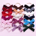 Lot de 15 bandeaux bébé avec nœuds en velours colorés et élastiques en nylon souple - Couleur Aléatoire