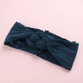 Bandeau hiver en nylon bleu marine pour bébé avec nœud central pour protéger les oreilles - Bleu encre