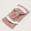 Elegante oudroze baby haarband met grote strik en witte pompons voor pasgeborenen - 16 Oudroze (Effen)