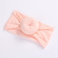 Soft nylon baby headband with large pleated donut knot in light pink color - 25 Dark Pink