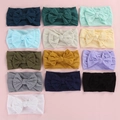 Set of thirteen colorful soft nylon baby headbands with large elastic bows for infants - Random Color