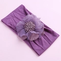 Elastic purple baby headband with soft nylon band and large chiffon flower decoration - Light Purple