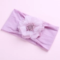 Elastic purple nylon baby headband featuring a large layered chiffon flower accessory - Taro Purple