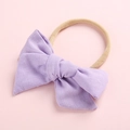 Bandeau bébé en coton bambou violet avec nœud papillon et élastique en nylon - Violet
