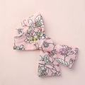 Pink floral print cotton bow hair clip for girls featuring hand-drawn garden flower patterns - Pink Print