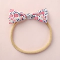 Fascia per neonati con fiocco a fiori rosa e blu su morbido elastico in nylon - Stile Floreale Rosa e Blu (2)