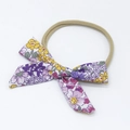 Dettaglio fascia per neonati in cotone floreale con elastico in nylon ad alta flessibilità - Floreale Viola (Stile 2)