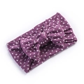Deep purple nylon bow baby headband with white textured polka dots on white background - Light Purple