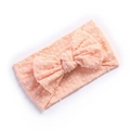 Soft nylon baby headband with wide bow and polka dot pattern in apricot pink - Peach Yellow