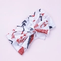 Soft bohemian baby headband with red strawberry print and cute central bow design - Heart Style