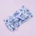 Detail of baby wide headband with soft floral print and large bow knot decoration - Blue Floral