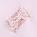 Pink elastic baby headband with large lace-edged bow in soft breathable cotton - Dark Pink
