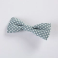 Blue and white checkered fabric bow hair clip for girls with a classic star pattern style - Grey Blue Plaid