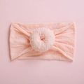 Detalle de diadema rosa de nailon para bebé con lunares blancos y nudo tipo dona suave - Rosa Oscuro