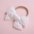 Baby haarband met geborduurde witte katoenen kantstrik en naadloze elastische band - Stijl 3