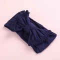 Bandeau bébé en maille jacquard bleu marine avec grand nœud à pompons doux - Bleu Marine