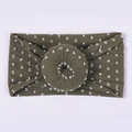 Diadema de nylon para bebé en verde oscuro con lunares blancos y detalle de nudo - Verde Militar