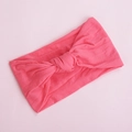 Detail of soft dark pink knotted nylon baby headband with stretchable knit texture - Watermelon Red (11)