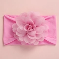 Close-up of pink baby headband featuring a large 3D layered chiffon flower decoration - Water Pink