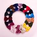 Set of colorful velvet bow hair clips for kids in various autumn shades on pink background - Random Color