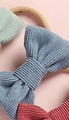 Bandeaux bébé en velours côtelé avec jolis nœuds en bleu, vert et rouge brique - N° 19 Bleu Foncé
