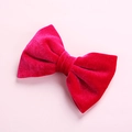 Elegant large red velvet bow hair clip for girls with a soft matte texture and festive style - Red