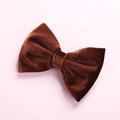 Elegant dark brown velvet hair bow clip for girls with a classic double-layer design - Brown