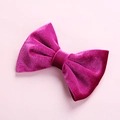 Chic magenta velvet bow hair clip for girls with soft premium fabric texture - Fuschia