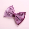 Detailed close-up of a soft purple velvet bow hair clip for children with plush texture - Light Wine Red